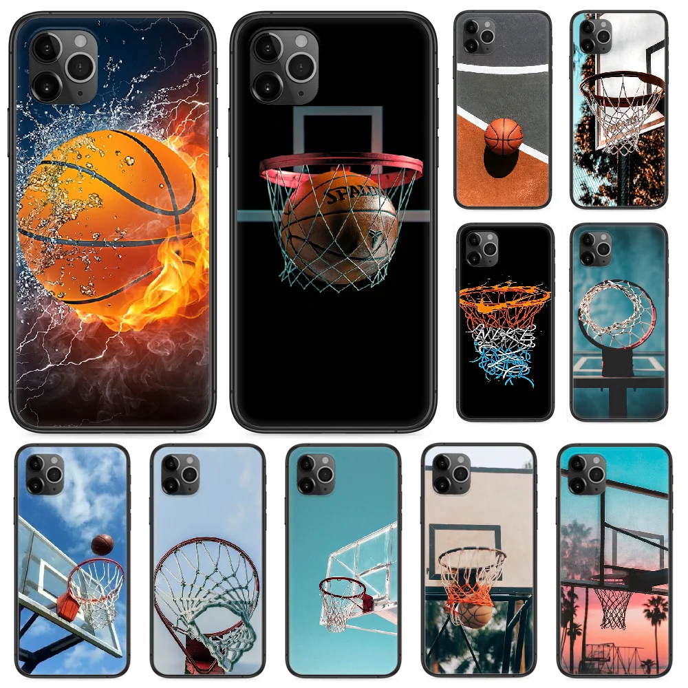 Баскетбольный чехол для iphone 4 4s 5 5S SE 5C 6 6S 7 8 plus X XS XR 11 PRO MAX 2020 Черный силиконовый |