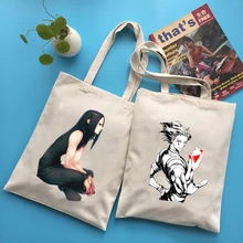 Women Shopping Bag Anime Hunter X Hunter Printing Cotton Cloth Shoulder Bag Eco Handbag Tote Reusable Grocery Shopper Bags
