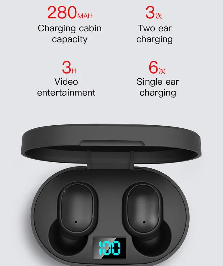 TWISTER CK Wireless Earphone Earbuds LED Display Bluetooth V5 0 Headsets with Mic for iPhone Huawei Samsung pk A6S