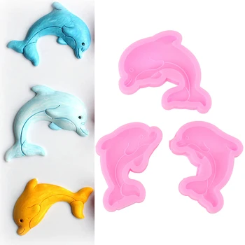 

Cute Dolphins Whale Shape 3D Silicone Cake Mold Soap Candle Molds Kitchen Baking Fondant Cake Decorating Tools
