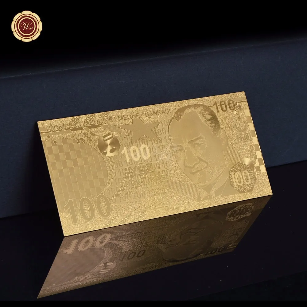 Золотая банкнота WR 999 Турция 100 Турецкая Лира новые коллекционные подарки|gift