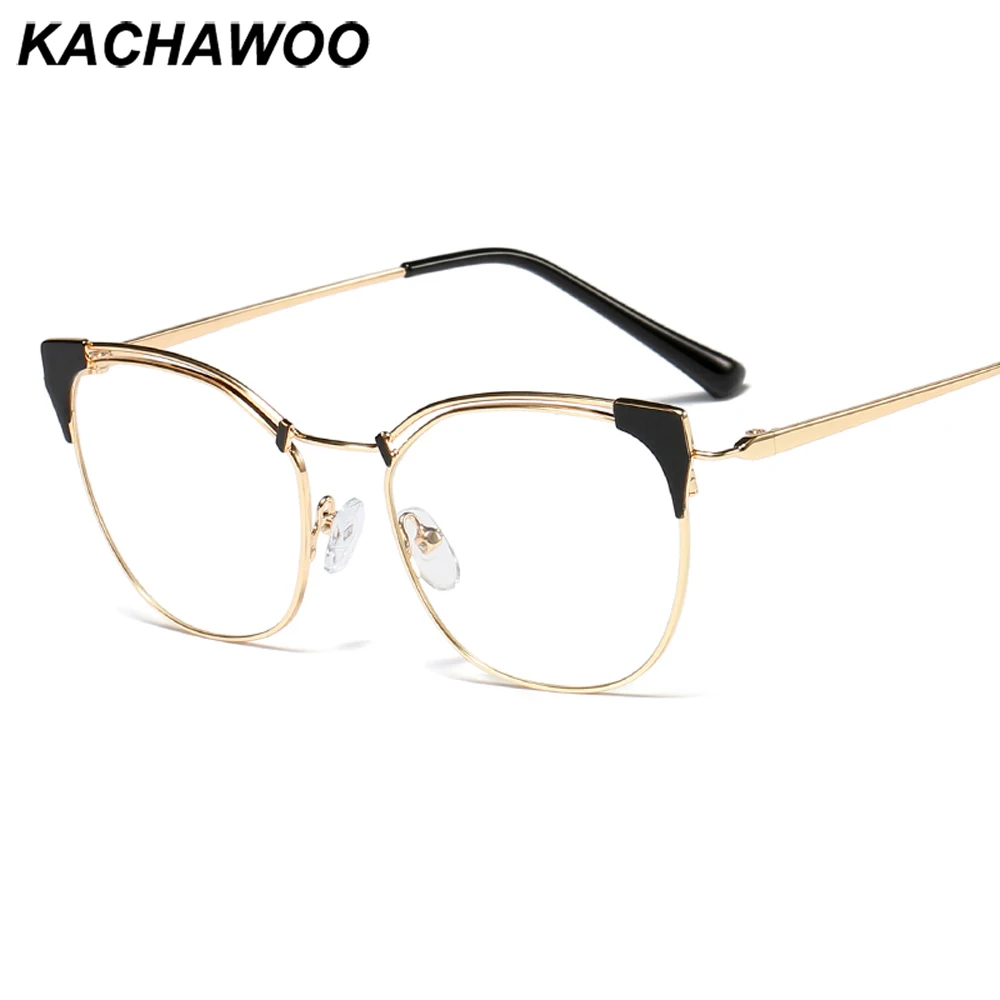 Kachawoo, кошачий глаз, оправы для очков, женские, черные, розовые, очки по рецепту, Ретро стиль, женские, золото, металл,, трендовые аксессуары