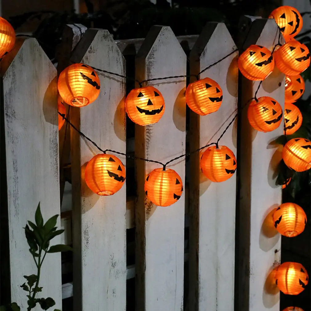 LED Halloween Pumpkin String Lights 3D Halloween Lantern Party Home DIY Decor Warm White Battery Operated Light