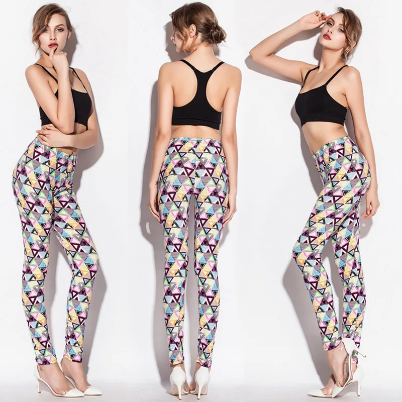 

2019 Spring And Autumn New Style European And American Minimalist Leggings Geometry Triangle Printed Casual Trousers Currently A
