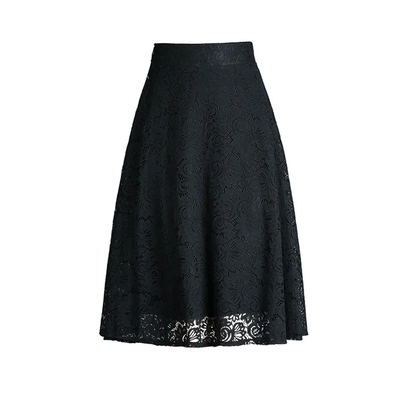 Осенняя и зимняя женская кружевная плиссированная юбка с эластичной резинкой на талии, женская большая юбка-зонт