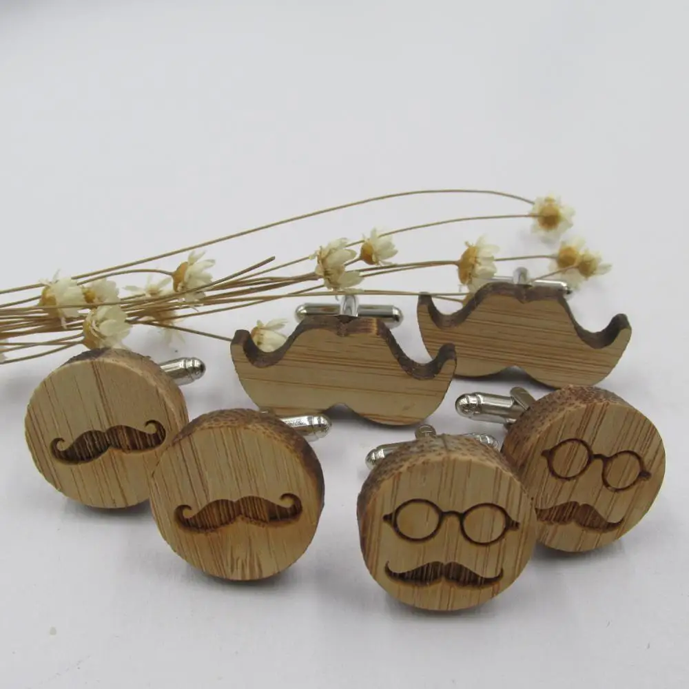 Новые модные запонки в виде усов деревянные морские пляжные свадебные для мужчин
