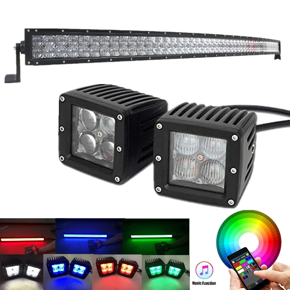 50 &quot5D RGB изогнутый СВЕТОДИОДНЫЙ светильник бар с парой 3X3 Pod рабочий приложение