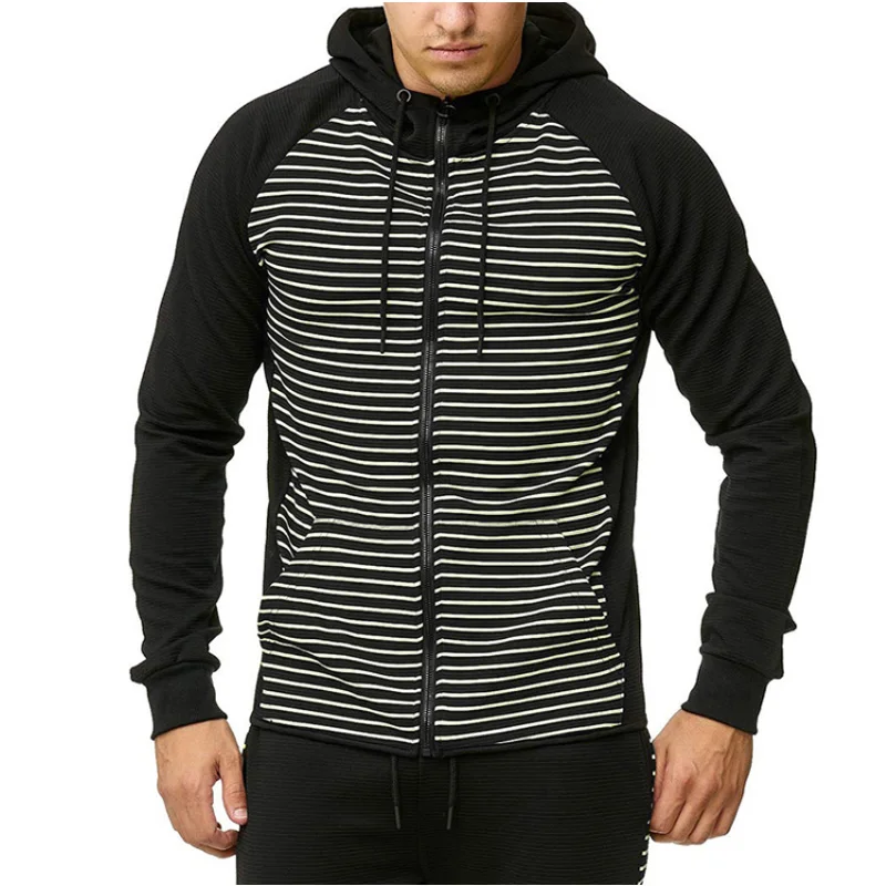 

New Hoodies Men 2019 Brand Male Long Sleeve Hoodie Stripe Splicing Sweatshirt Mens Moletom Masculino Hoodies Slim Tracksuit