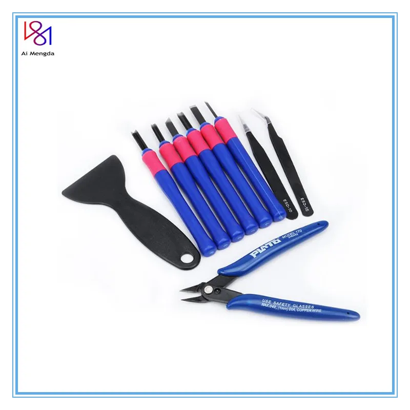 Repair Knife Tweezers Spade Clipper Tool Kit Set for 3D Printed Model Deburring Clean-up 10pcs/set 3D Printer Parts