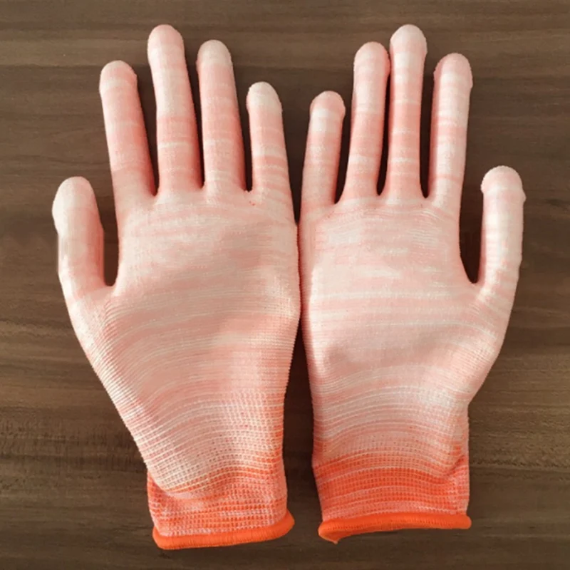 Рабочие перчатки нейлоновые перчатки из спандекса с ПУ-покрытием ладонной части покрытием перчатки для безопасной работы разные цвета