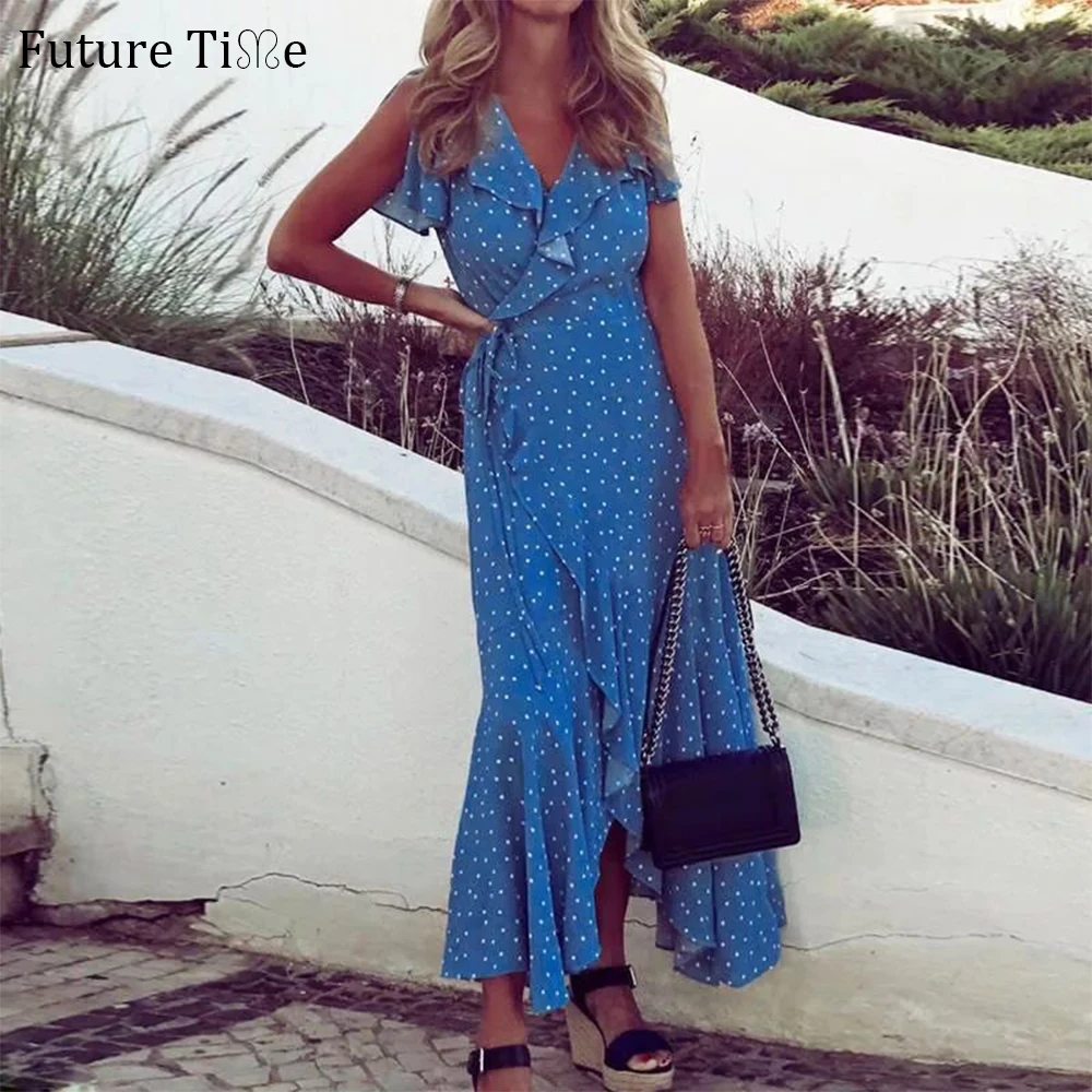 Женское платье с рукавами-воланами Future Time повседневное длинное вечернее в стиле