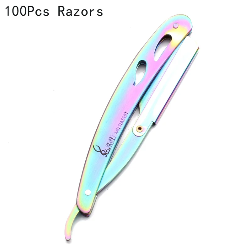 M6102 Cai 100Pcs N 100 шт. бренд Mr Rabbit профессиональная Опасная бритва стальной складной нож для бритья инструменты для удаления волос бритвенные бритвы+ лезвия M6102 - Цвет: M6102 Cai 100Pcs N