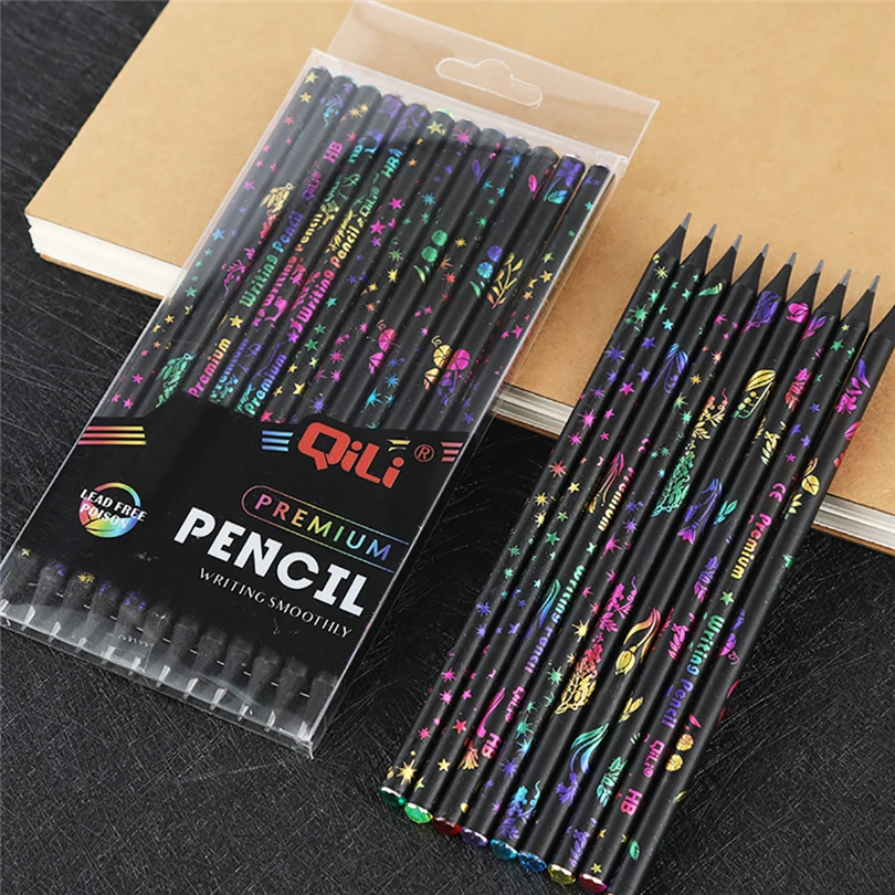 12PCS Wood Colored Pencil HB12 Diamond Round Rod Writing Children's Drawing Painting Pen Color Lead | Канцтовары для офиса и