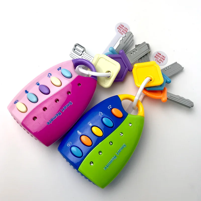 Креативные плюшевые брелки, необычные детские брелоки для автомобиля, мерцающий ключ, детский музыкальный ключ, звуковой светильник для ребенка, игрушечный брелок, Детские брелоки