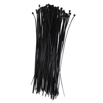 

100pcs Zip Wrap TIES Cable Ties Wire Straps PLASTIC Hook Self-Locking Nylon Main Color: Black Size: 4X300mm