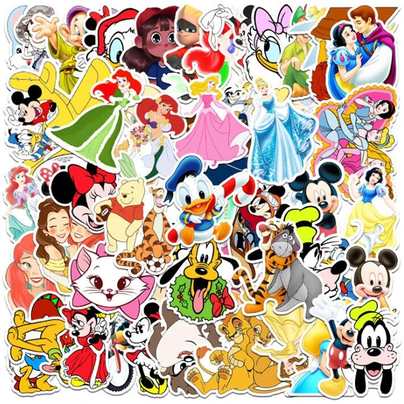 56 шт. Disney аниме стикер Микки Маус Белоснежка багаж пианино Автомобиль Велосипед