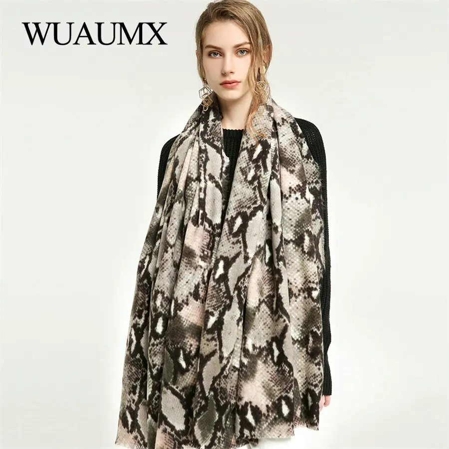 Wuaumx, западный стиль, шарф для женщин, Змеиный узор, шарфы для женщин, Осень-зима, теплые кашемировые шарфы, шали, шейный платок 180*90 см