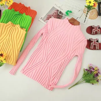 

Tight Women Sweater Spring Autumn New High Collar Long Sleeve Knitwear Sweater Sweet Slim Sweater Tops Solid Color Sweater