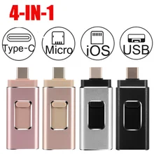 4 в 1 OTG USB флэш-накопитель 16 Гб/32 ГБ/64 Гб/128 ГБ/256 ГБ USB3.0 type-C Флешка USB флешка для Android телефона/iPhone/iPad флешки