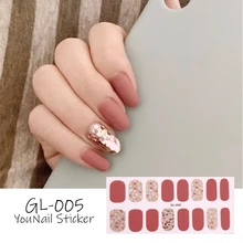 Новинка, 16 стикеров, чистый цвет, блестящий декор с блестками, полное покрытие для ногтей, наклейки, полоски, клей, накладные ногти, дизайн, маникюр