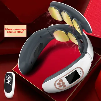 

Smart 6 Heads Electric Neck Massager Magnetic Pulse Heated Far Infrared Heating Pain Relief Cervical Massage With Remote Control