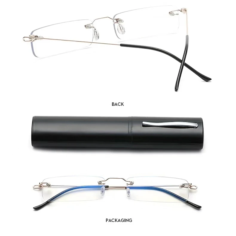 Sighttoo Anti-Blaulicht Randlose Lesebrille Neue Lesebrille Ultraleichte Beschichtung Rahmenlose Brille Lesen Mit Stiftrohr Fall Männer – Detail 3