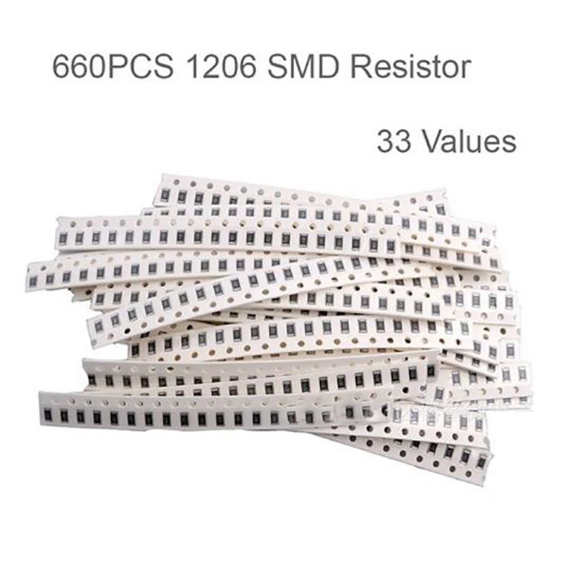 

0603 SMD Resistor Kit Assorted Kit 1ohm-1M ohm 1% 33valuesX 20pcs=660pcs Sample Kit Good Quality