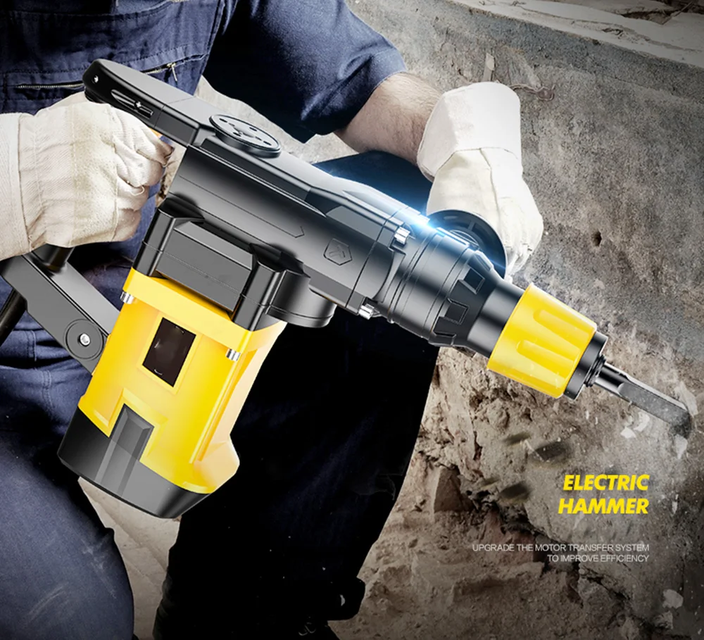 2580W Heavy Cordless Rotary Impact Hammer Electric Hammer Drill Screwdriver Concrete Breaker 220V with Portable Tool Storage Bo