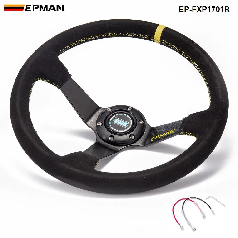 Автомобильный гоночный Дрифт 350 мм замшевое рулевое колесо EPMAN 3 5 дюйма глубокий с