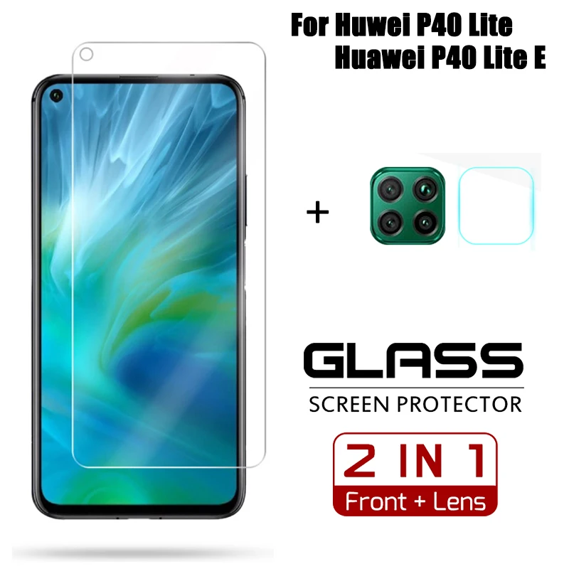 Защитное закаленное стекло 2 в 1 для Huawei P40 Lite P40Lite E пленка объектива камеры