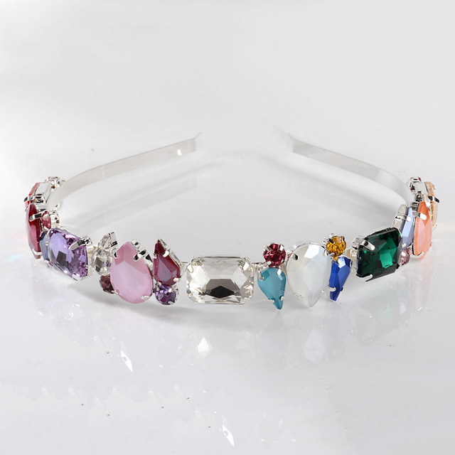 Princess Tiara Za Hairband Women Big AB Crystal Headband Gold Black Crown Head Piece Prom Hair Accessories Jewelry