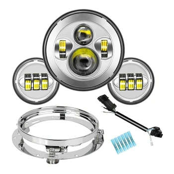 

7 Inch LED Headlight 4.5 Inch Fog Light Scratch-Resistant Lens Headlight Set for Harley Touring Ultra Classic Electra Street Gli