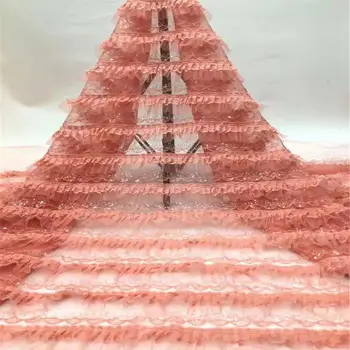 

Orange Tulle Lace Fabric African Lace Fabric 2020 High Quality Lace with Beaded, Nigerian Lace Fabrics for Wedding ASH013