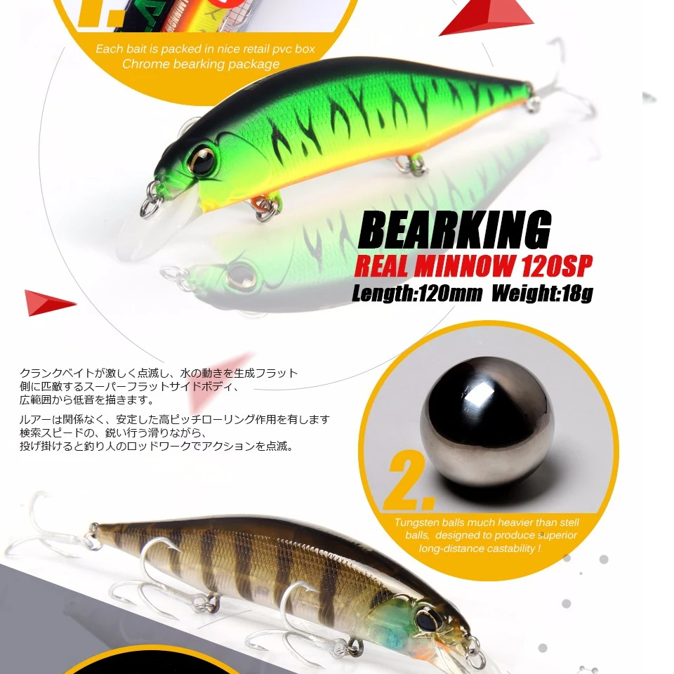Жесткая рыболовная приманка Bearking 120 мм 18 г SP разные цвета|hard bait|lure hardfishing lure |