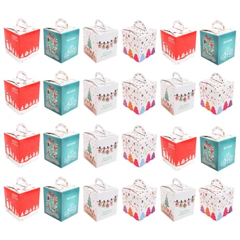 

24pcs Xmas Apple Wrapping Box Cartoon Gift Paper Storage Box (Mixed Color)