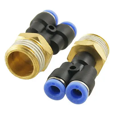 2 Pcs Pneumatic 20mm Thread 6mm Push In Y Shape Quick Connector | Обустройство дома