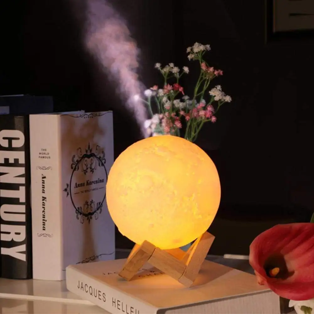  Humidifier Moon Lamp Air Humidifier 880ML 3D Moon Light Diffuser Aroma Essential Oil USB Ultrasonic