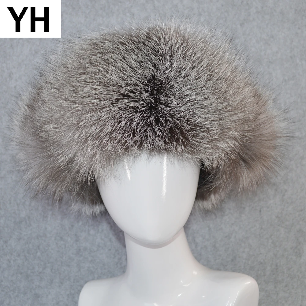 Лидер продаж 2020 женская шапка бомбер из натурального Лисьего меха зимняя Толстая