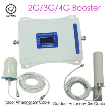 

ZQTMAX Tri Band Mobile Signal Booster 2G 3G 4G Repeater LTE UMTS Cellular Signal Amplifier 900 1800 2100 WCDMA DCS GSM repeater
