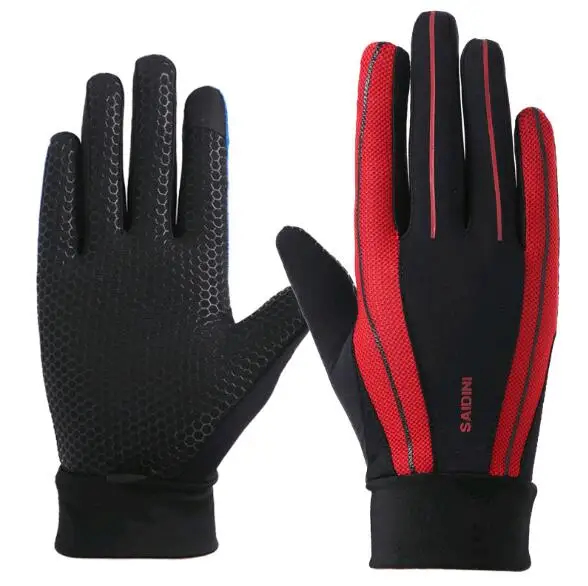 Перчатки для занятий спортом, велоспортом, полный палец, Guantes, мужские, женские, на открытом воздухе, для вождения, защита от солнца, дышащие, Нескользящие, с сенсорным экраном, для верховой езды, варежки - Цвет: Red