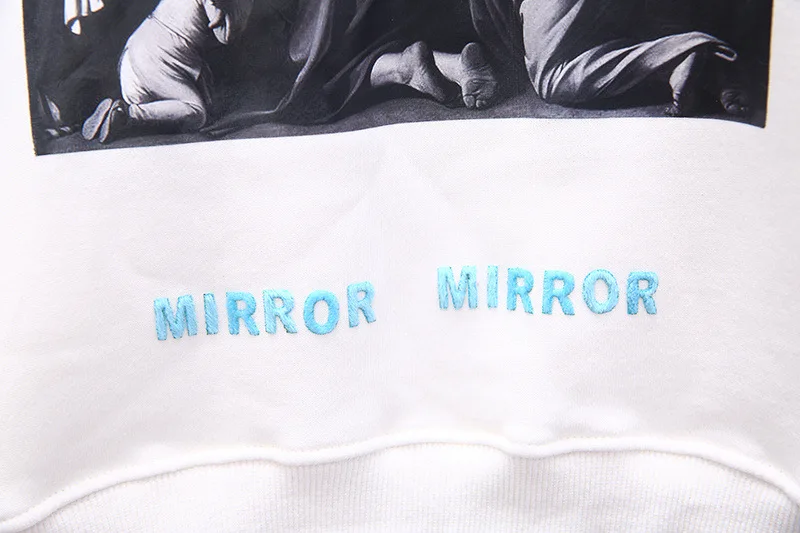 19SS OFF-WHITE OW религиозная теплопередача квадратная фиолетовая ленточная Печать Круглый вырез пуловер Толстовка Джемпер