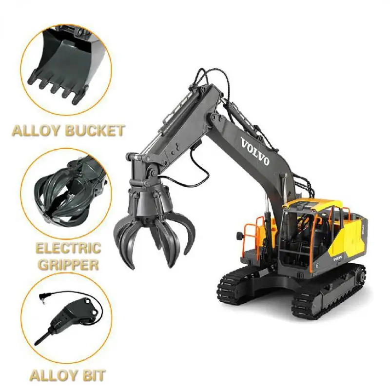 2.4G Double E E568 RC Truck 1/16 3In1 Alloy RC Simulation Excavator 12CH Remote Control Big Engineer Vehicle Kids Christmas Toys 4