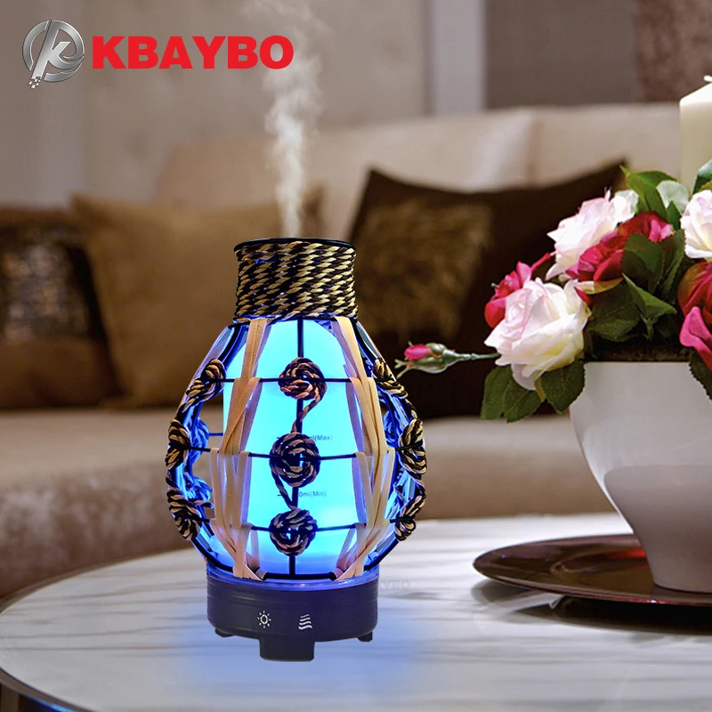 KBAYBO 120ML ultrasonic air humidifier hollow electric aromatherapy essential oil diffuser with 7 color LED light purifier | Бытовая