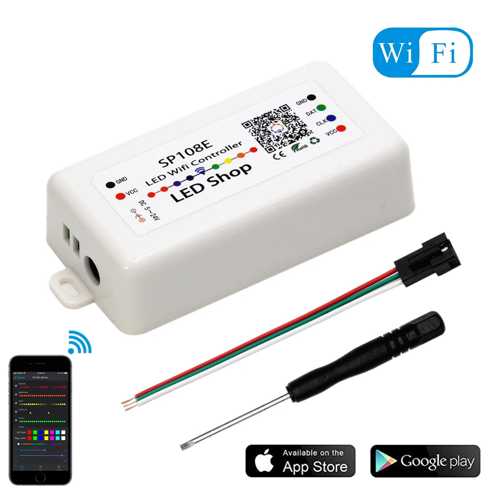 SP108E DC5 24V wifi пиксели светодиодные полосы управления Лер Led WS2811 WS2812B SK6812 APA102 WS2801