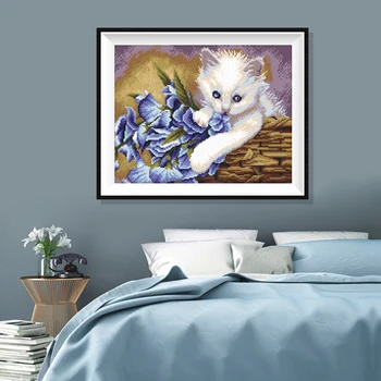 

Full Round Scenery Diamond Painting cats&Flower Diamond Embroidery Animal kitten Cross Stitch Mosaic Home Decor Christmas gift
