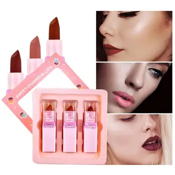 

Blue ZOO 3 PCS Matt Lipstick Set Long Lasting Moisturizing Cameo Brown Color