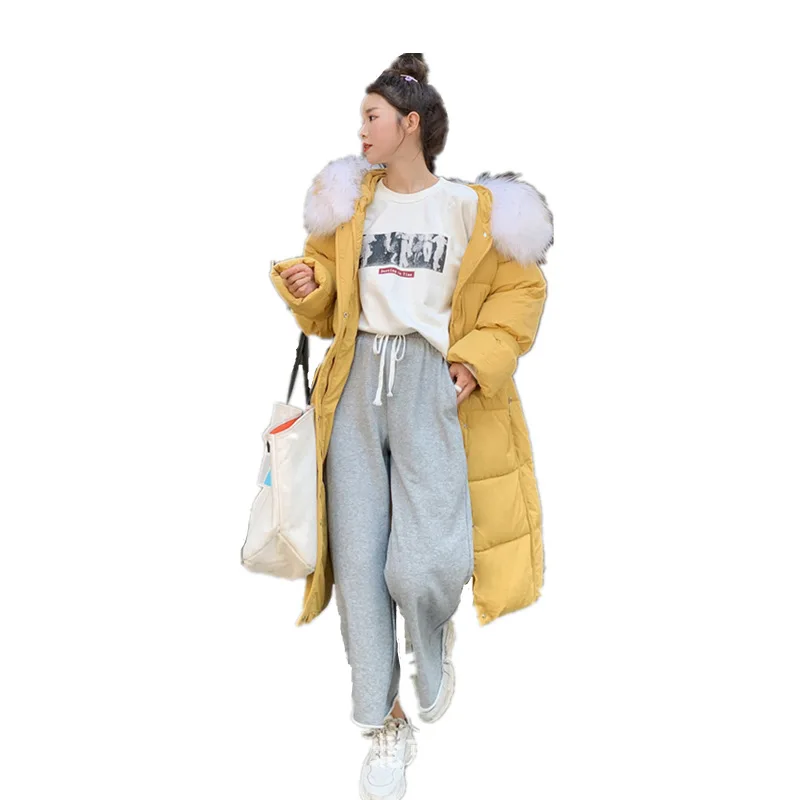 Женская зимняя черная длинная Меховая куртка с капюшоном Harajuku уличная одежда корейская модная одежда ветровка на молнии xl