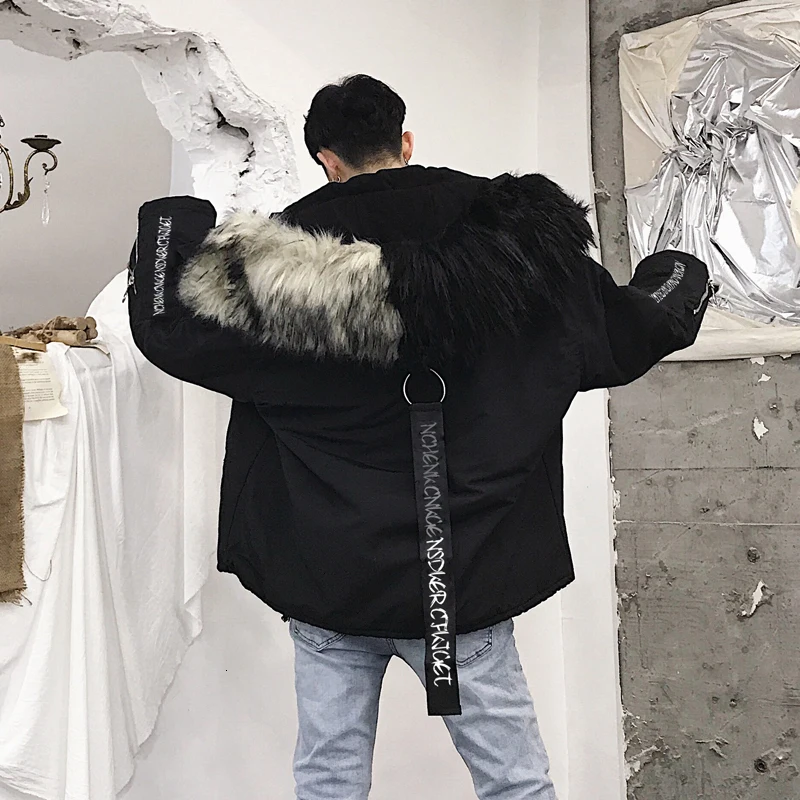 Autumn And Winter New Korean Version Of The Collar Heavy Craft INS Thickening Plus Velvet Couple Loose Trend Cotton Coat