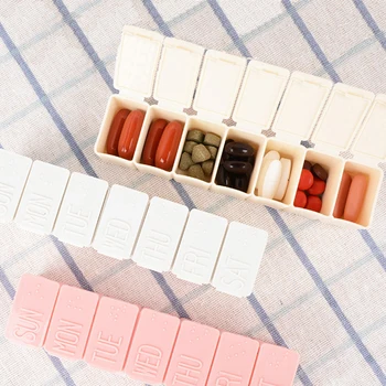 

1Pcs Portable 7-Days Weekly Pill Box Independent Lattice Medicine Storage Organizer Container Drug Tablet Dispenser