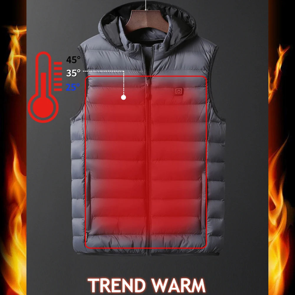 

Electric Heating Vest Slim Fit Temperature Adjustment Hat Thickening Men And Women Warm Clothing USB Heating Outdoor Jacket